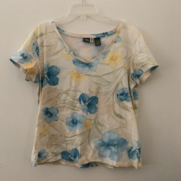 Aloha Floral V-Neck Blouse - Picture 1 of 7